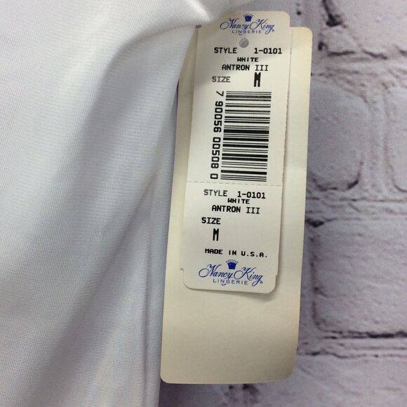 Vintage Nancy King Shirt Slip Lingerie Women's Size M White Lace Shoulder Pads - Picture 4 of 10